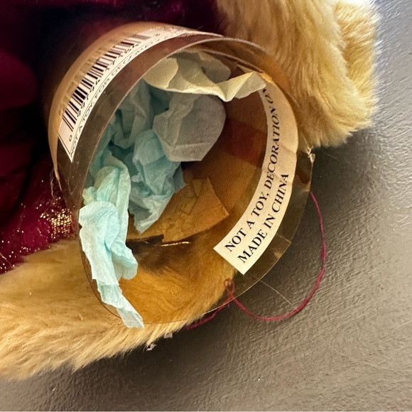 Vintage Christmas Angel Tree Topper Victorian Porcelain Red Feathers Wings Gold - Picture 13 of 13